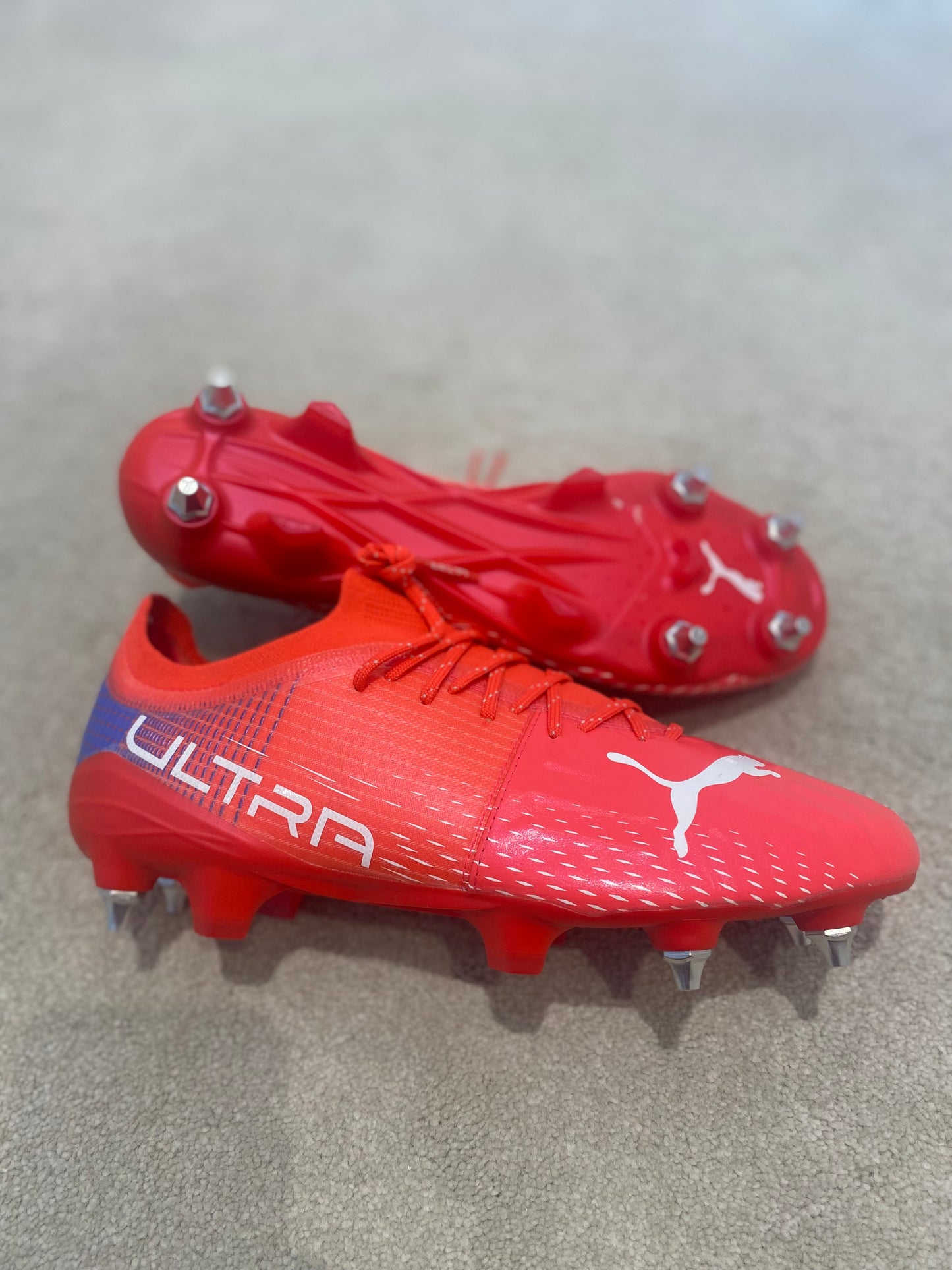 Puma Ultra 1.3 SG 'Fernandinho' Custom match issued boots - Pink / Blue