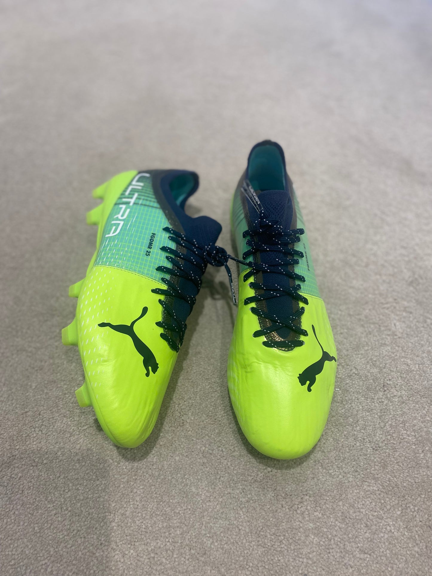 Puma Ultra 1.3 FG 'Fernandinho' Custom Match issued boots - Volt / Navy