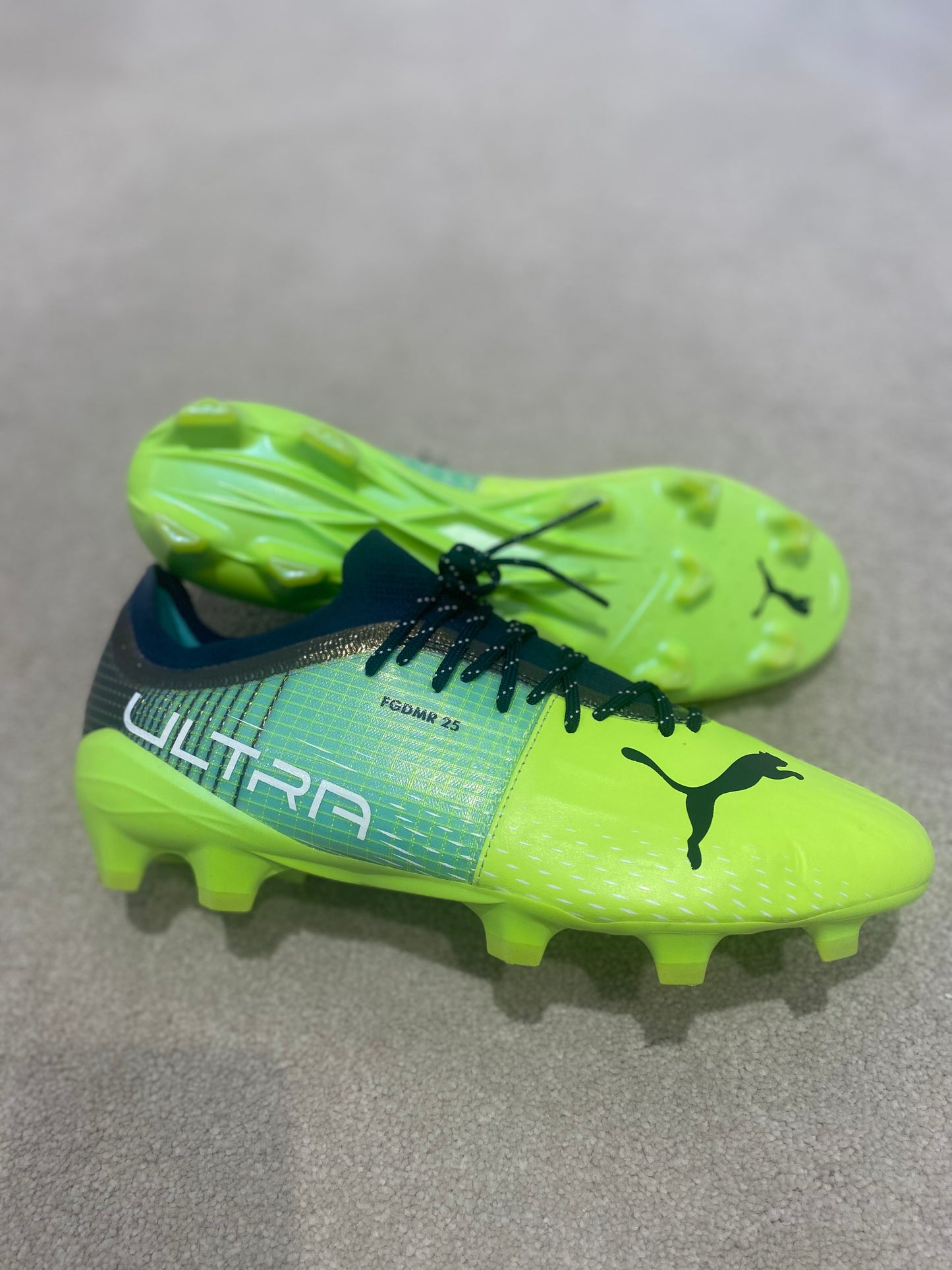Puma Ultra 1.3 FG 'Fernandinho' Custom Match issued boots - Volt / Navy