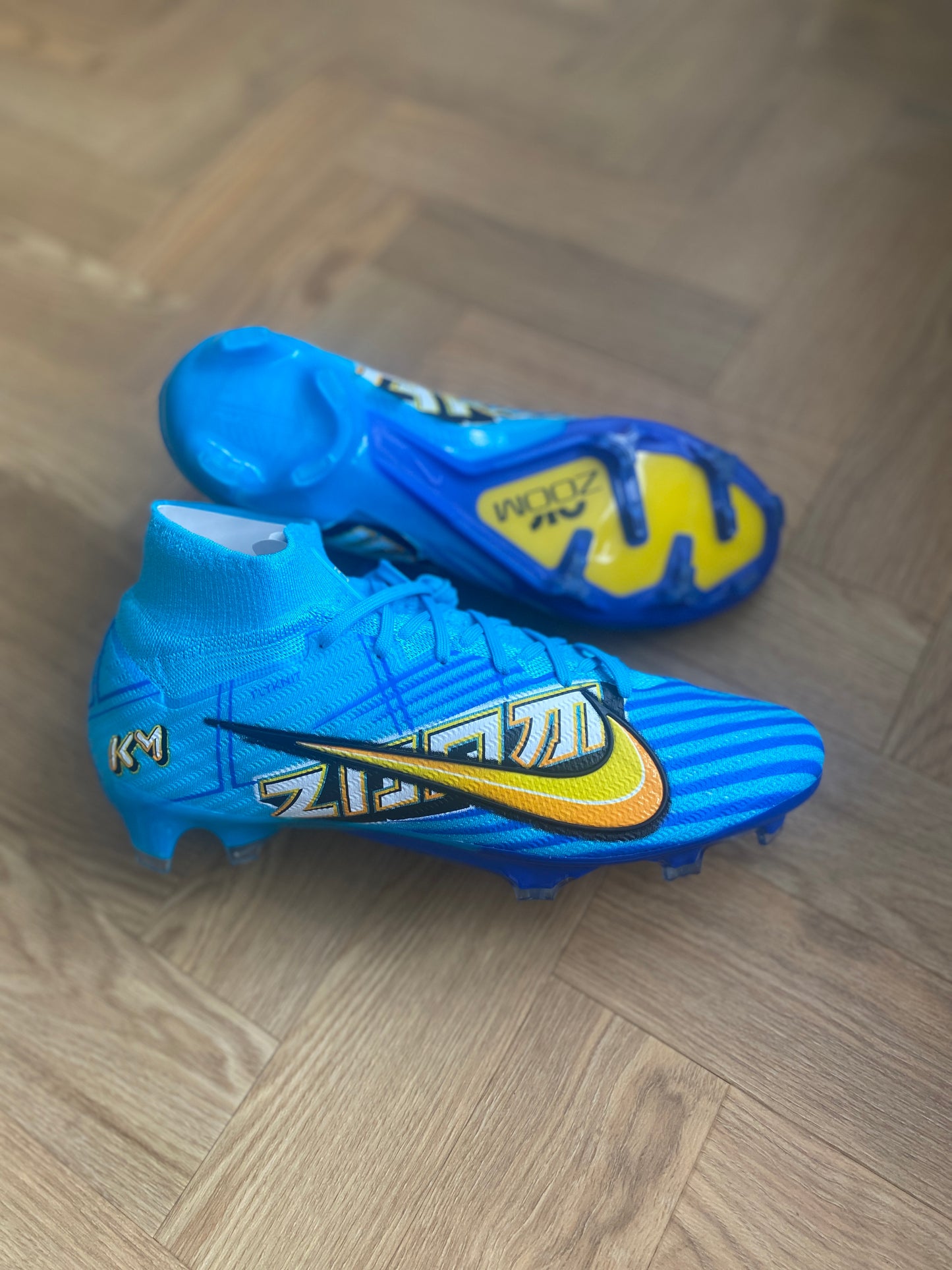 Nike Zoom Mercurial Superfly 9 Elite 'KM' FG - Blue/ Yellow