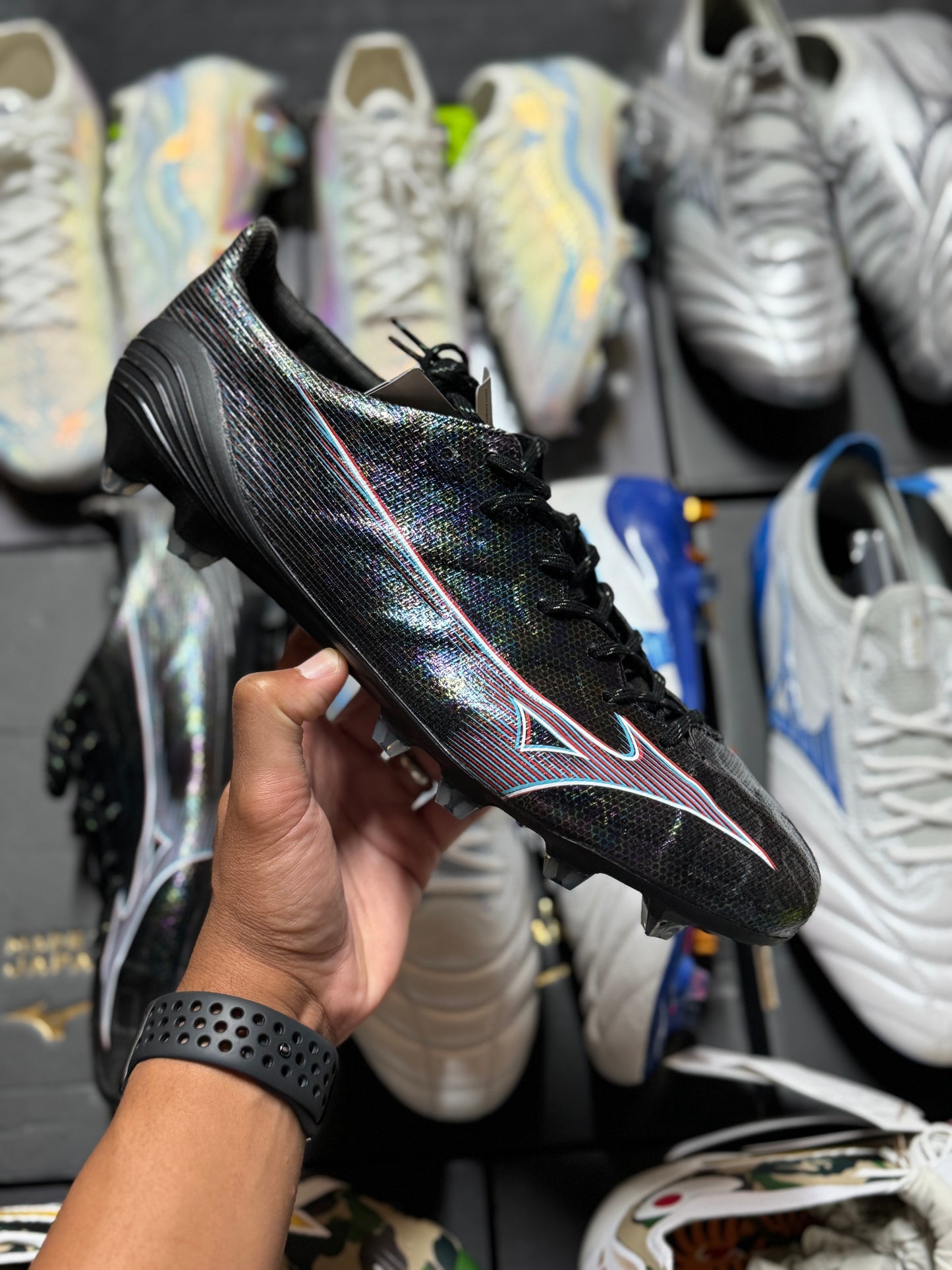 Mizuno Alpha Elite FG MIJ - Black / Ignition Red