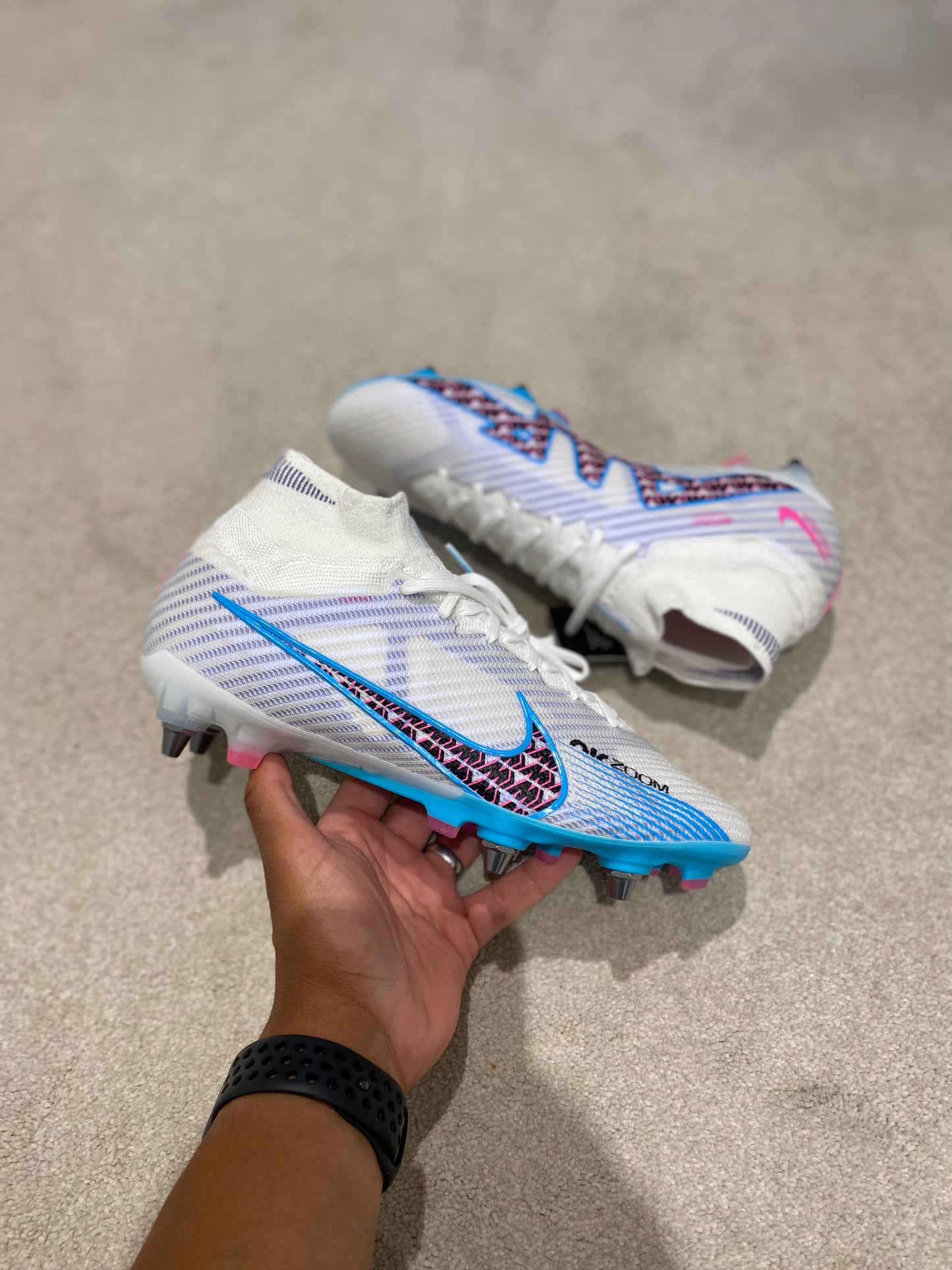 Nike Zoom Mercurial Superfly 9 Elite Sg-Pro - White / Blue