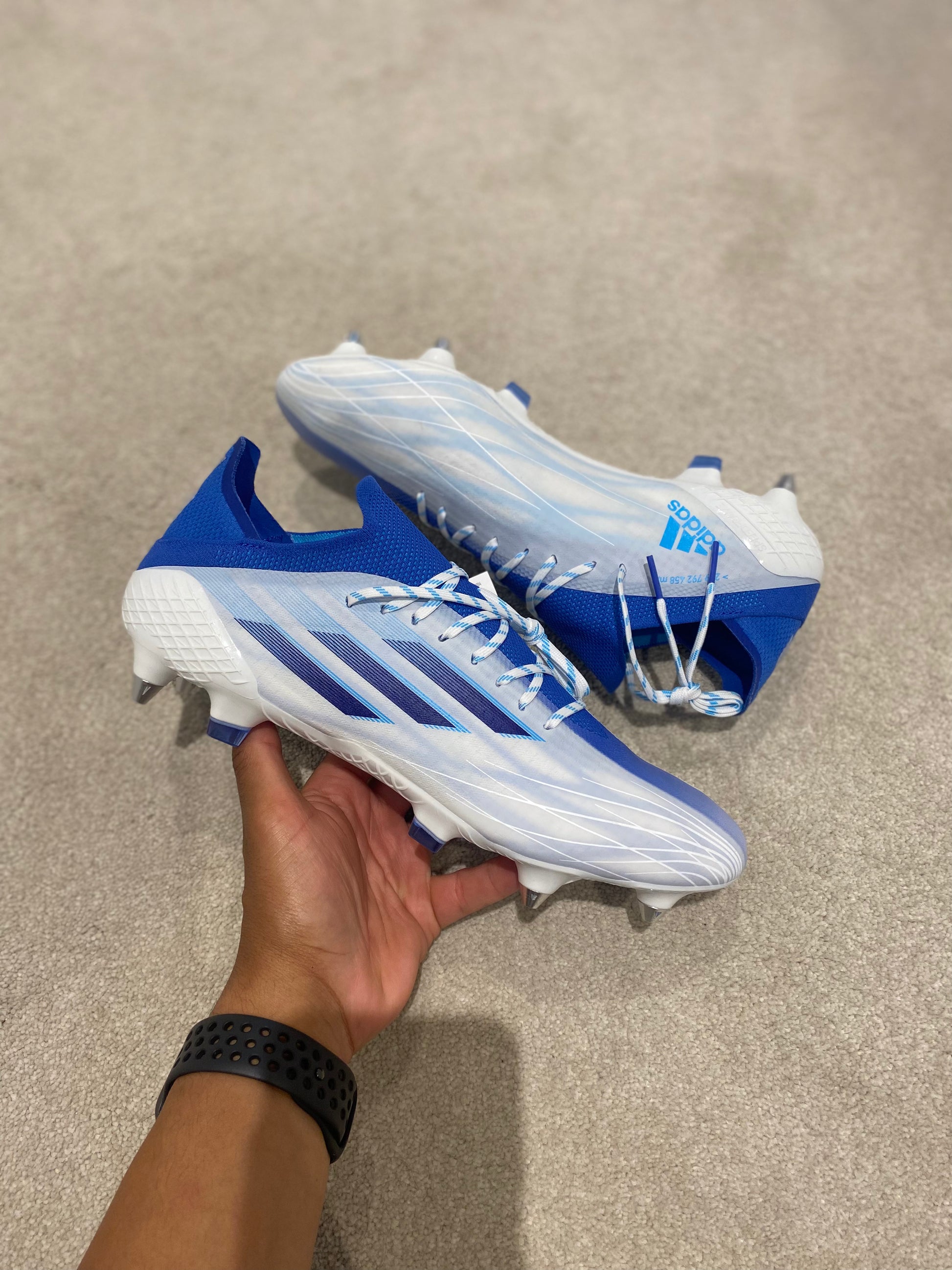 Adidas x white and sales blue