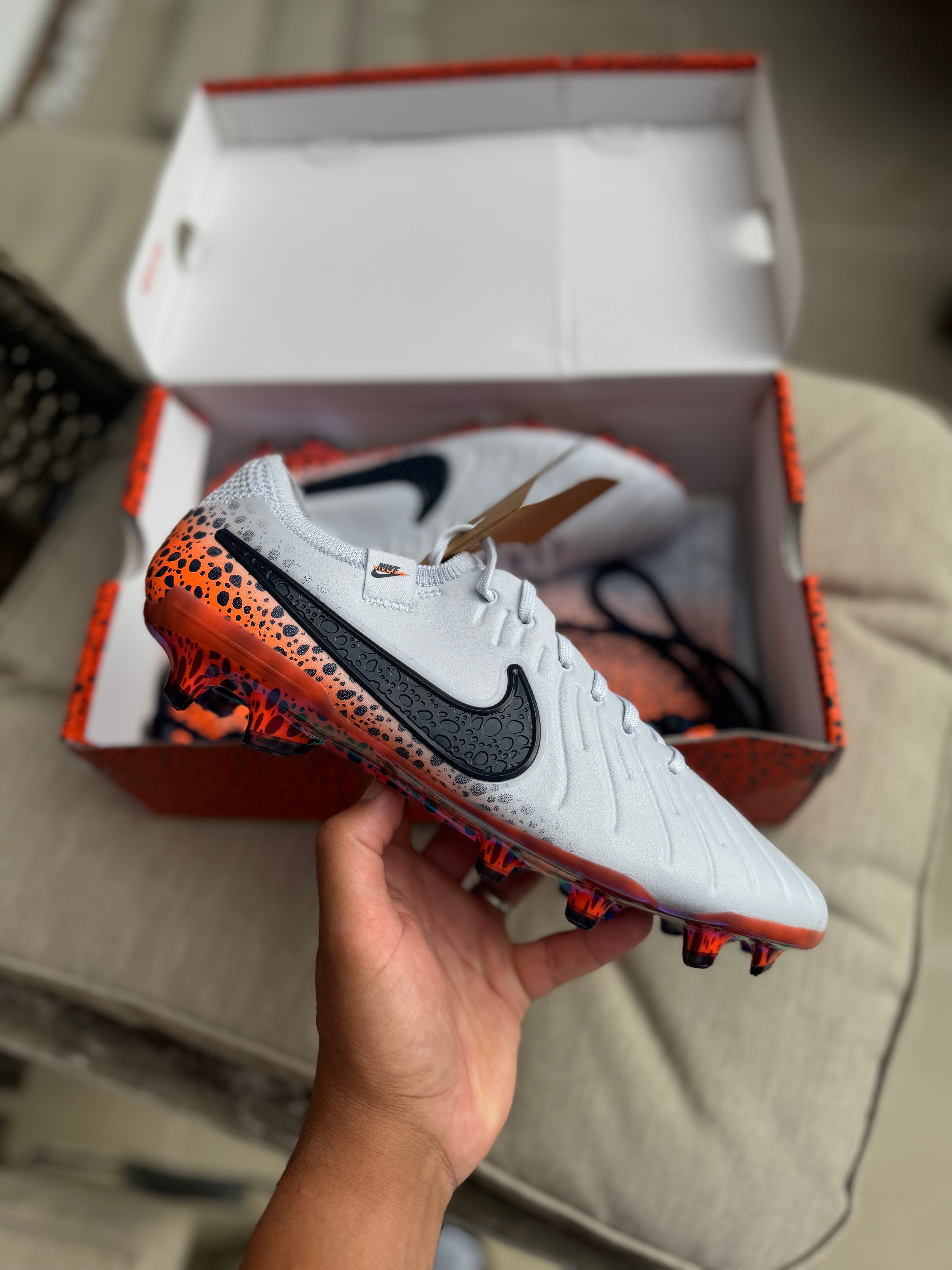 Nike tiempo grey and orange on sale